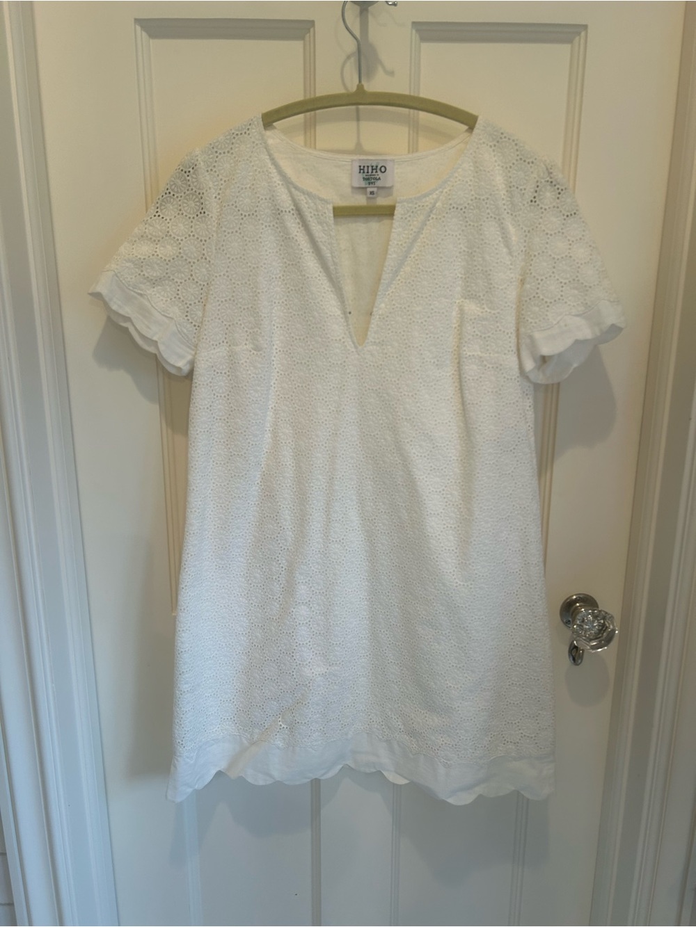 HIHO White Eyelet V-Neck Tunic Dress